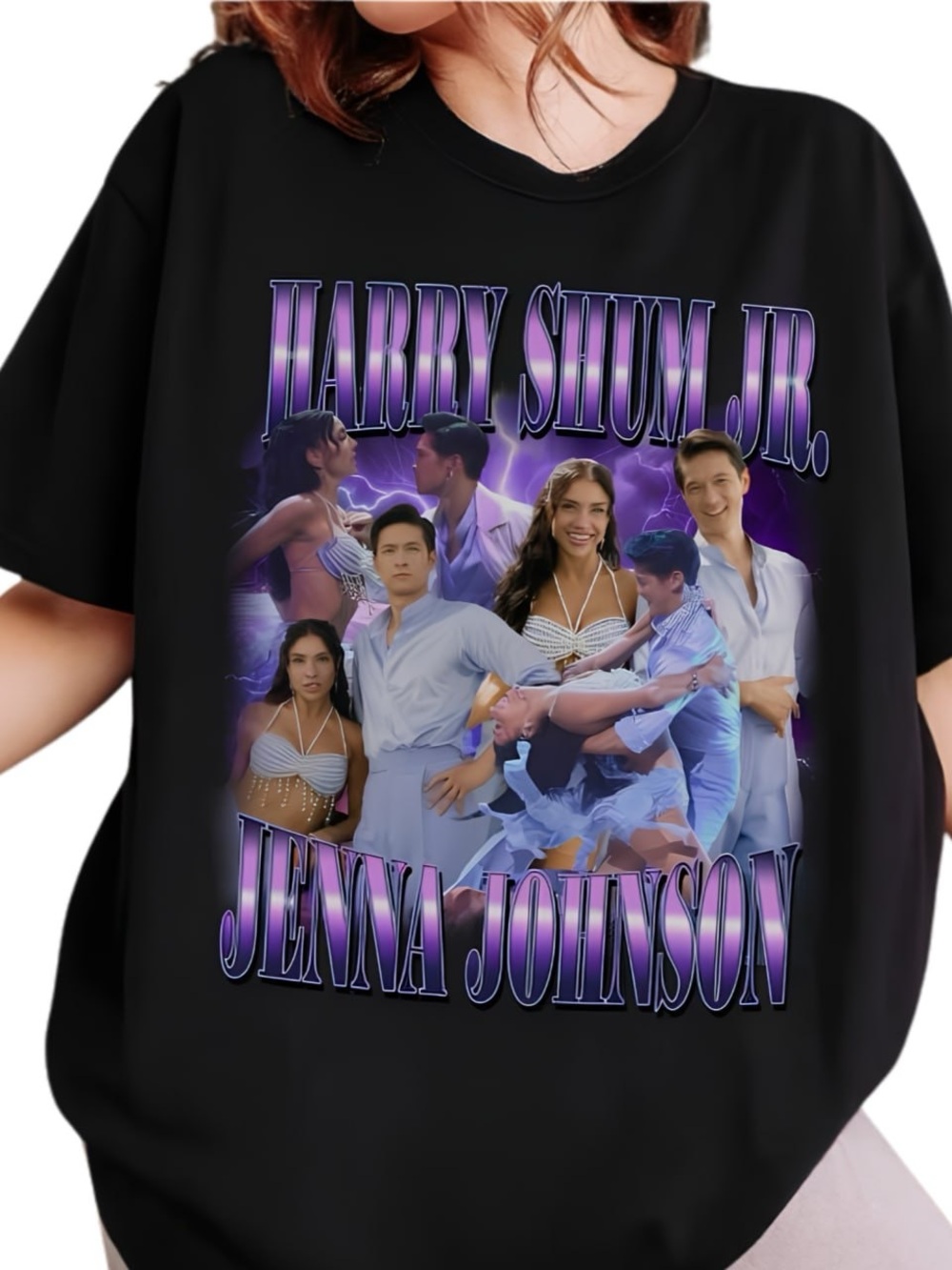 Black Tee with Purple Graphic Larry Shum Jr. & Jenna Johnson